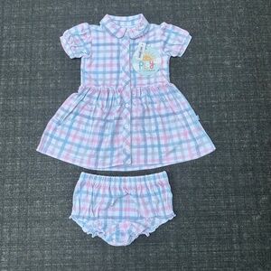 Little Sleepies Play Spring Check Dress with Bloomer, 12-18 Months
